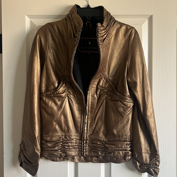 Bronze leather jacket size Small - Picture 2 of 13